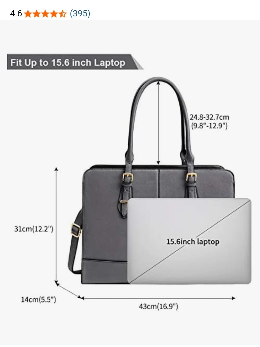 Structured Tote/Laptop Bag with Gold Hardware